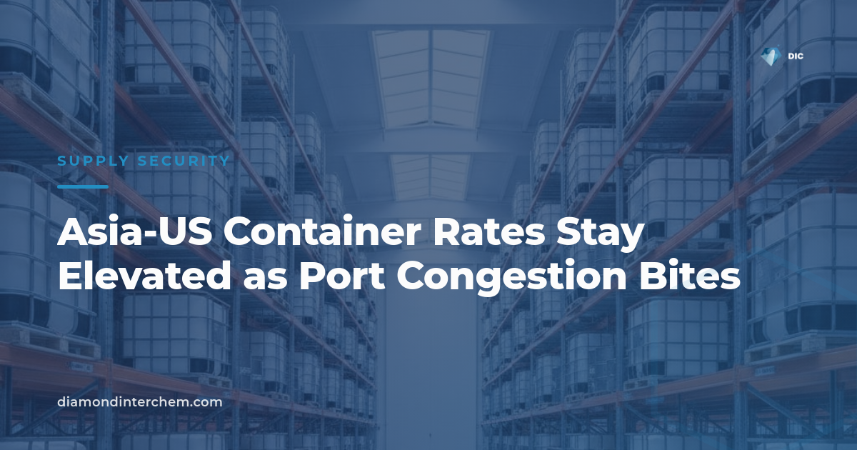 Container ships queued outside a congested East Asian port amid rising Asia-US container rates