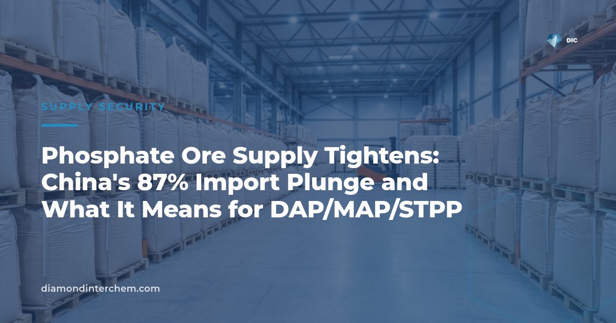 Bulk phosphate ore stockpile illustrating tightening phosphate ore supply for DAP and MAP production