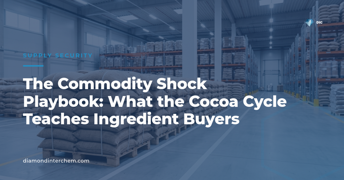 Commodity supply shock planning — bulk raw material storage at a distribution facility