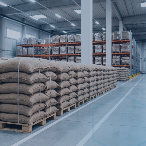 Commodity supply shock planning — bulk raw material storage at a distribution facility