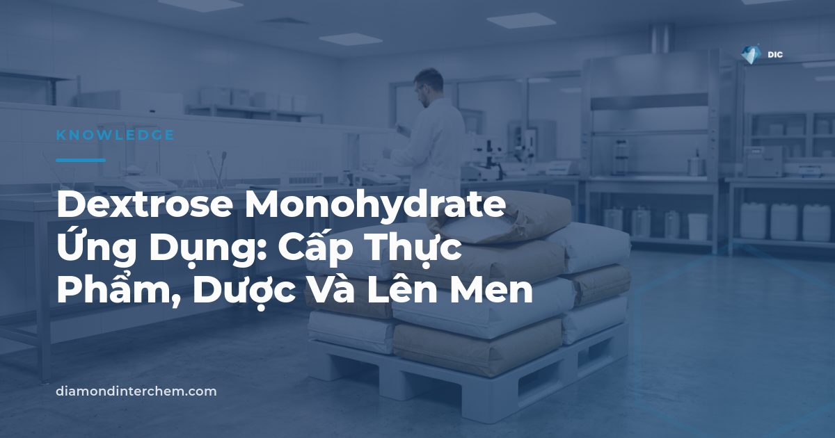 Bột tinh thể trắng minh họa dextrose monohydrate ứng dụng trong thực phẩm và dược phẩm
