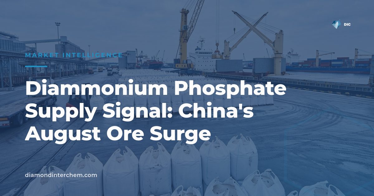 Chart illustrating the diammonium phosphate supply signal from China's rising phosphate ore trade in August