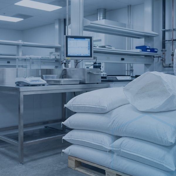 Bột monoammonium phosphate trắng minh họa các ứng dụng trong thực phẩm và phân bón