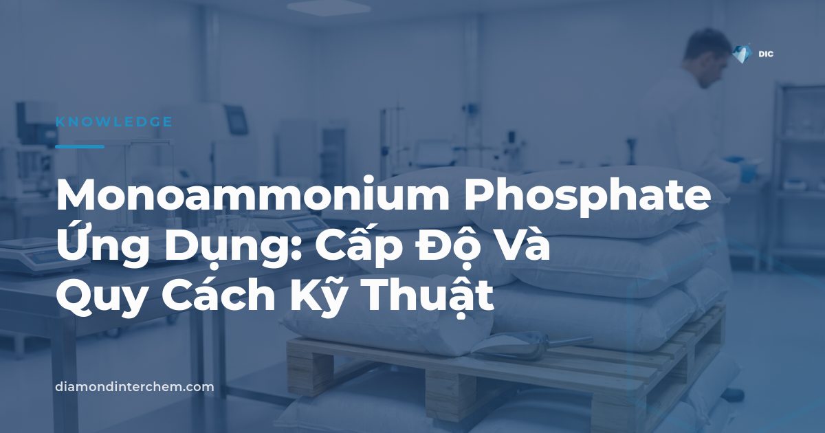 Bột monoammonium phosphate trắng minh họa các ứng dụng trong thực phẩm và phân bón