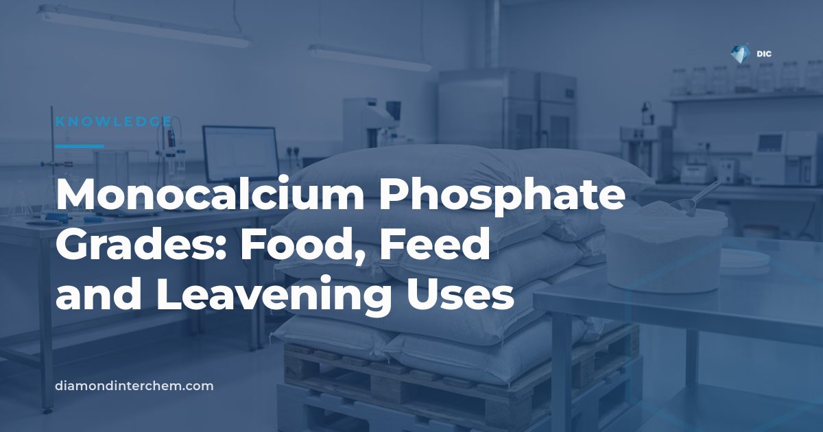 White crystalline monocalcium phosphate grades powder used in food and feed manufacturing