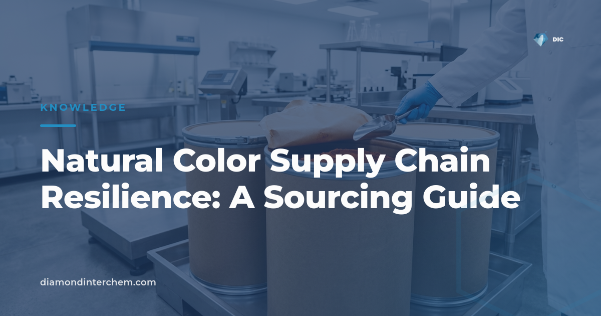 Photo of natural color pigments and raw ingredients representing a natural color supply chain
