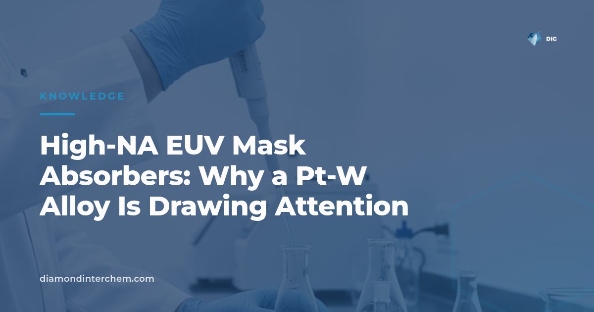 Microscope-style illustration of high-NA EUV mask absorbers on a photomask blank