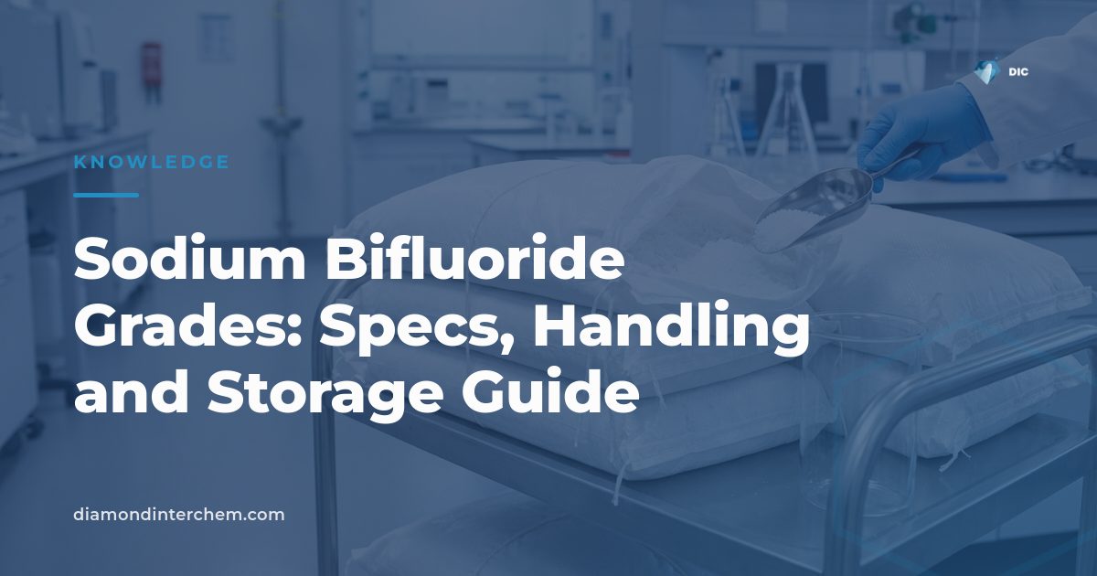 White crystalline sodium bifluoride grades packaged in bags for water treatment and industrial use