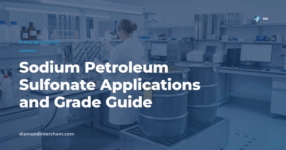 Drums of sodium petroleum sulfonate illustrating applications in corrosion inhibition and metalworking fluids