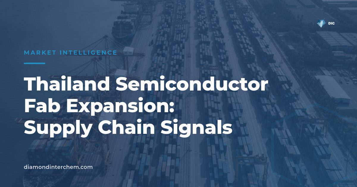 Semiconductor fab cleanroom facility representing Thailand semiconductor fab expansion and chemical supply chain